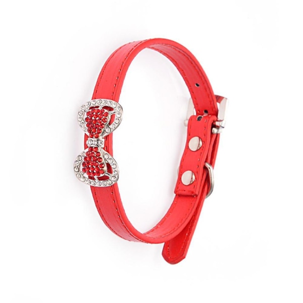 ShxxLeather Bling Rhinestone Pet Cat Hund Halsband halsband smycken Red