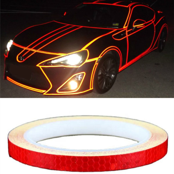 Klistremerke med reflekterende stripe for bil Röd 2 cm/8 m