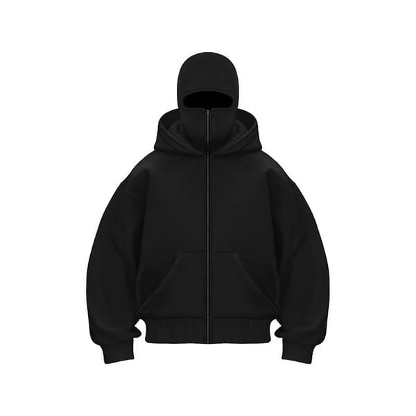 Herremode, tyk dobbelt hættetrøje Barak dobbelt hætte dobbelt krave sweatshirt sort black S