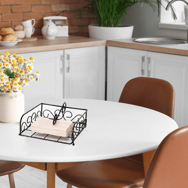 【YD】Servietholder til bord, servietholder til spisebord, sort