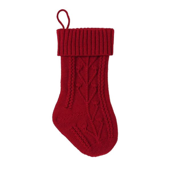 Elastisk bra vävd julstrumpa festlig touch färgglad stickad tyg godispåse för hemmet Red