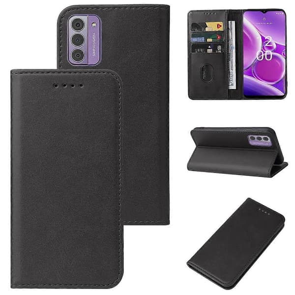 (Nytt) Telefonfodral i läder med magnetlås Black For Nokia G42