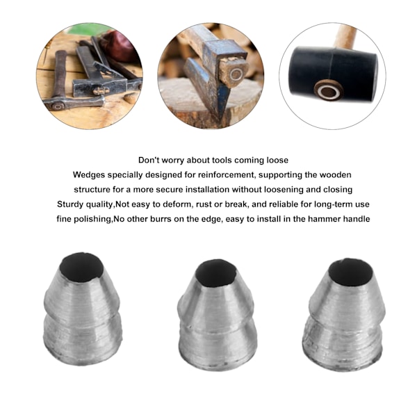 20-delt sett med stålkiler for øks- og hammerhåndtak - 10 mm diameter sikker rund design