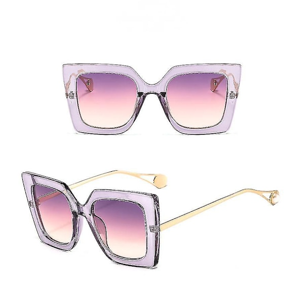 Neliömäiset gradienttilasit, paksut metallirunkoiset aurinkolasit miehille ja naisille - kilpikonnankuorikehys teepala tortoise shell frame tea piece