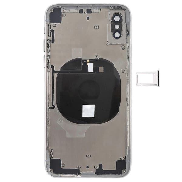 (Ny) Batteribaksida med sidoknappar & trådlös laddningsmodul & volymknappsflexkabel & kortfack för iPhone X White