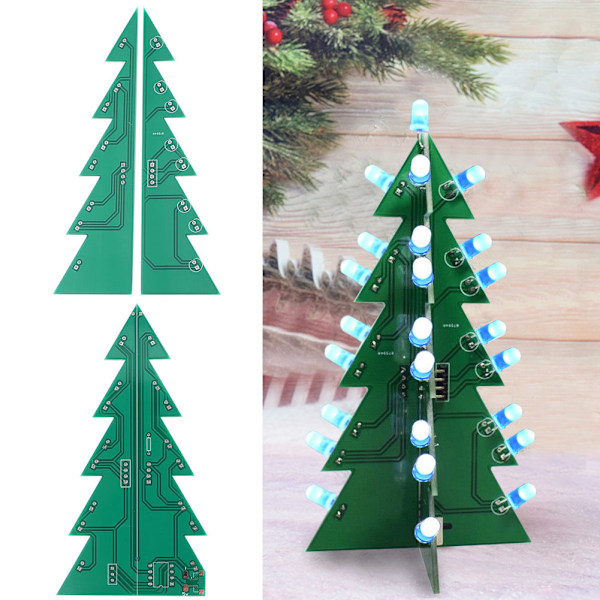 DIY Julgran LED Elektronisk Tryckt Kretskort Ornament för Festlig Dekoration i Blå
