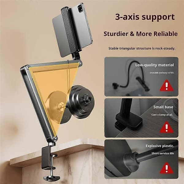 (Ny) P86 Sammenfoldelig 360 graders rotation ophængsarm i aluminiumslegering tabletstander til seng / skrivebord Not Specified