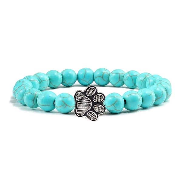 Matt svart lava vulkanisk sten print berlock armband light blue