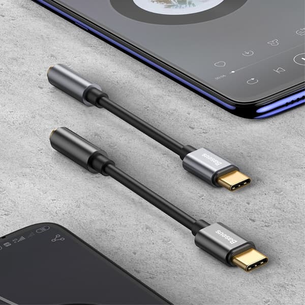 【YD】BASEUS USB-C - 3,5 mm AUX-adapteri, DAC Musta Black Svart