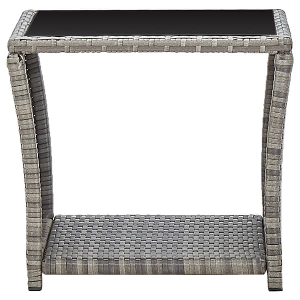 【YD】vidaXL Sofabord grå 45x45x40 cm polyrattan og glas Grey grå