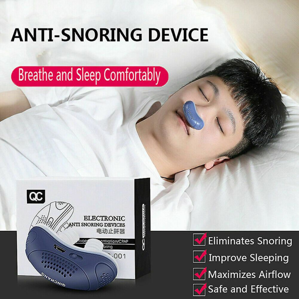 Micro Electric Cpap Noise Snarkning Device Sömnapné Stoppa Snore Aid Stopper Sininen