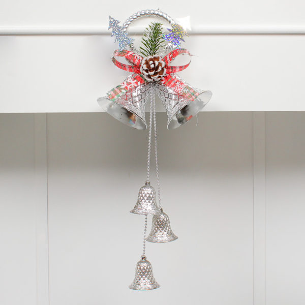 Julbeller DIY Julgransdekorationer Ornament Shopping Mall Fönster Semester Dubbelklocka Ornament Silver Sequin Tree