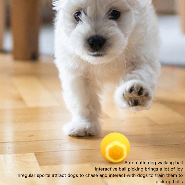 Gravity Intelligent Rolling Ball Interactive Pet Toy Ball Självgående kattboll för kattunge Hund som leker Gul Neutral engelsk förpackning