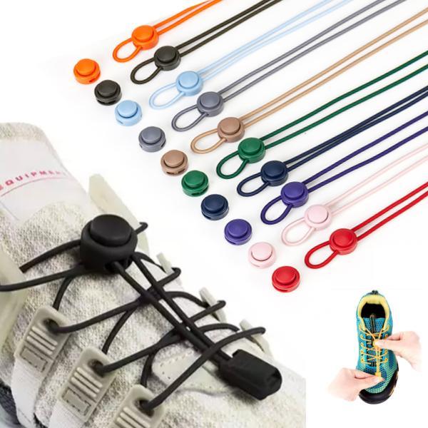 2-pack elastiska skosnören med dragsko - Knyt inte dina skor 13. Ljusgrå (2 par)