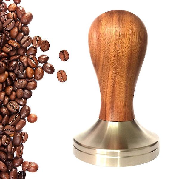 Trä Espresso Kaffe Tamper 51/58mm Rostfritt stål platt bas