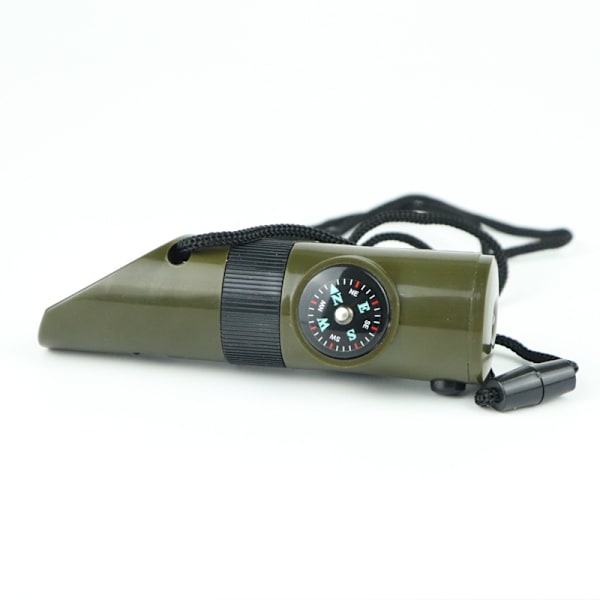 Outdoor Multifunctional Whistle Survival Whistle with LED Light Thermometer Compass
