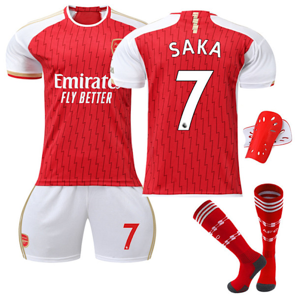 2324 Arsenal koti punainen pelipaita No.7 Saka vanhan tyylin paita setti, sopii aikuisille ja lapsille jalkapalloasut vanhan tyylin sukat M