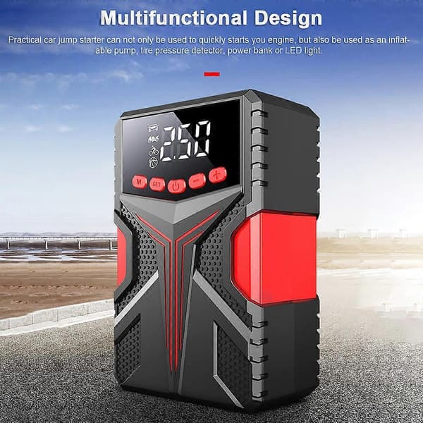 Multifunktionell starthjälp luftkompressor 2000A toppar batteriboosterpaket