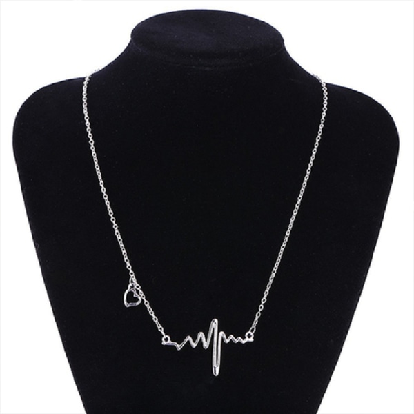 Halsband Heartbeat Pulse EKG Heatbeat Heart Silver