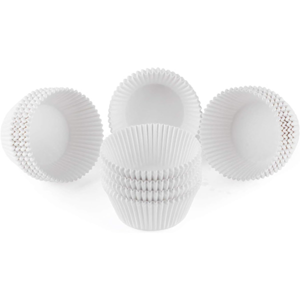 Standard hvide cupcake liners 500 Count, ingen lugt, fødevaregodkendt og fedttætte bagebægre papir White 500pcs
