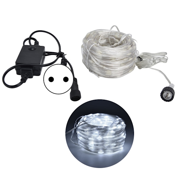 164ft LED-kuparilanka valoketju - 400 LED-valoa, matala jännite, vedenkestävä, täydellinen puutarhaan, juhliin, joulukoristeluun - EU-pistoke 100-240V, valkoinen valo
