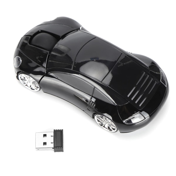 Bärbar datormus Smart Car Shape Bärbar 2,4g trådlös mus med USB mottagare för bärbar datorplatta (svart)