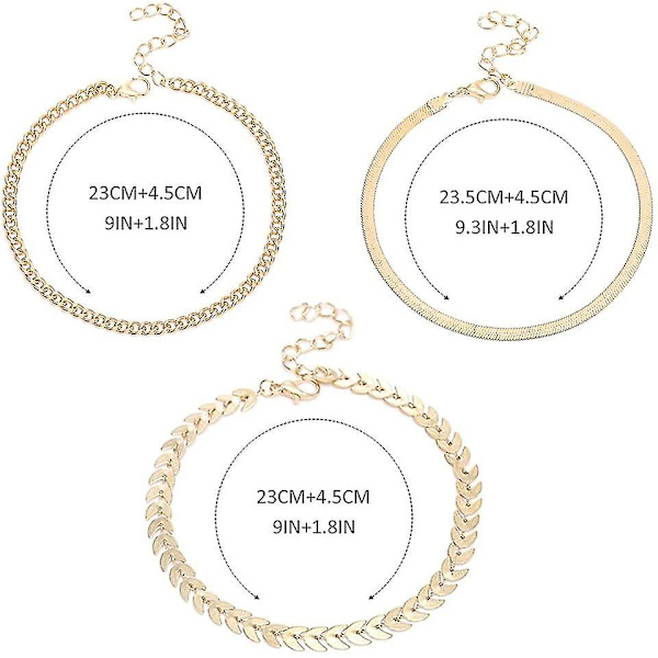 Anklet Gold Fishbone Ankelarmband Layered Anklet Set