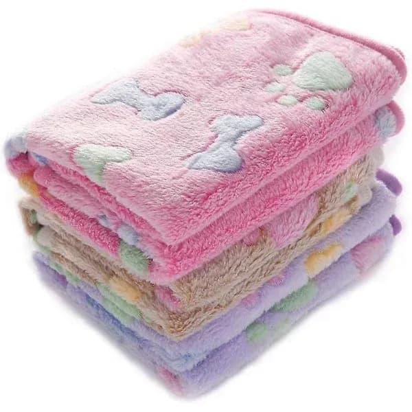 【YD】Ultra-Soft Plush Dog/Cat Blanket 3-pack Bone Medium (76 * 52cm)