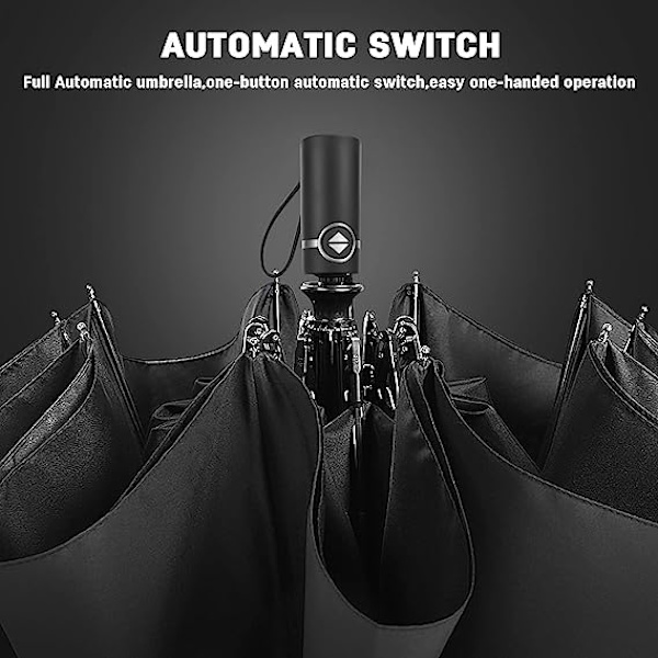 Black and red man woman automatic folding umbrella windproof bus