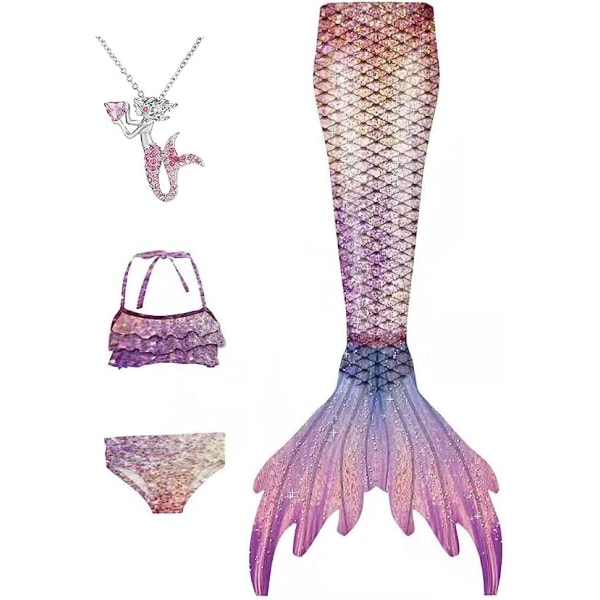Jenter Mermaid Tail Badedrakt Kostyme Prinsesse Bikini Badedrakt Sett E404 3-4 Years