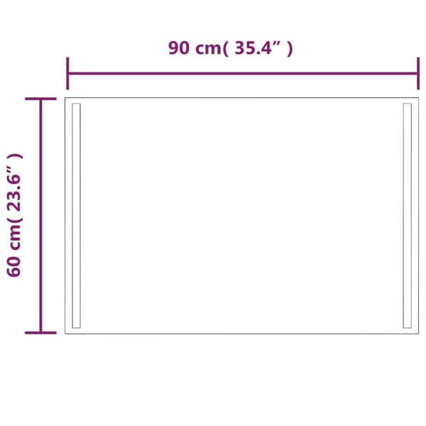 【YD】vidaXL Baderomsspeil LED 90x60 cm Transparent 6200