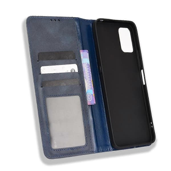 (Ny) För Umidigi Power 5S Magnetspänne Retro Textur Läderfodral Blue