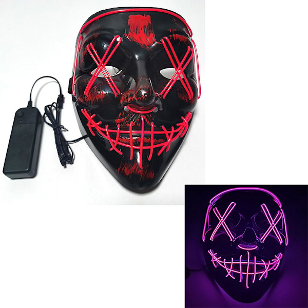 Neon Needlework Glow LED Halloween Purge -naamio cosplay-juhla-asuun Powder
