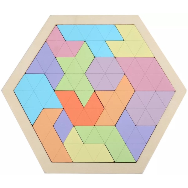 Trä Hexagon Pussel för barn Vuxna Formmönster Block large hexagon