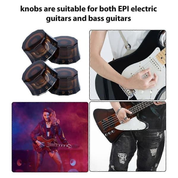 4st Tolvkantiga Elgitarrrattar - Volym- och Tonratt kompatibel med EPI Bas LP Gitarrdelar Ersättning KF