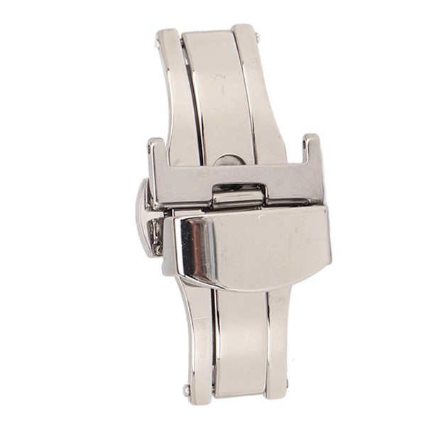 Högglanspolerat silverfärgat spänne i rostfritt stål för klockarmband - Ergonomiskt klockspänne som reservdel för urmakare (16mm)