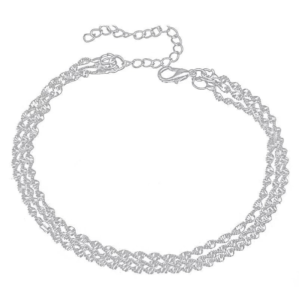 Foot Smycken Foot Link Ankel Link Foot Chain - 3 tvinnade kedjor silver