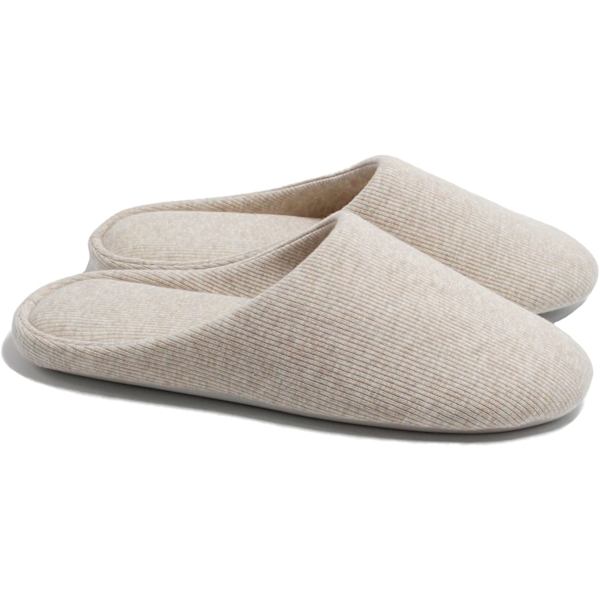 Tofflor som andas i bomull med halkfria gummisula Beige 38-39 EU