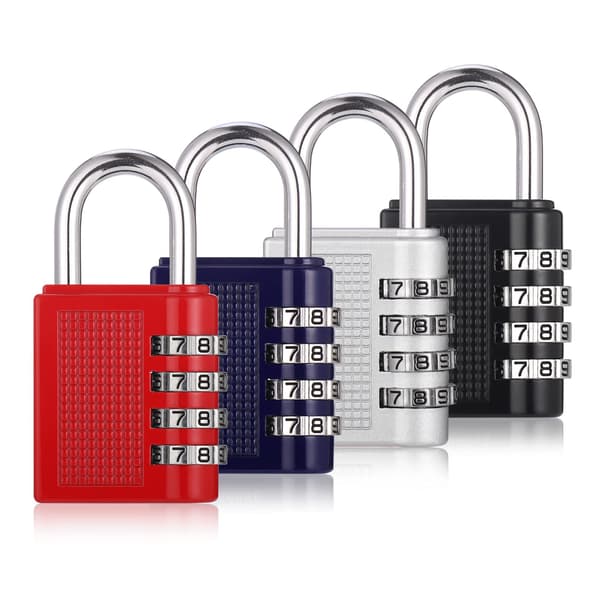 [YD]4-pack Combination Padlocks, Heavy Duty Metal Padlock for Gym Locker, Padlock with Code, Waterproof Combination Lock (Black Red Silver Blue)