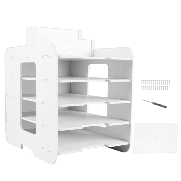 Skrivebordsfilhylle 5-lags Moderne Plast Bordplate Papirdokumentarrangør for Studie Kontor