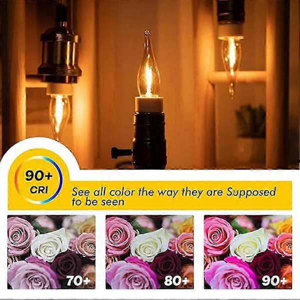 10 stk dimbar C22 LED-glødepære E12 0,5W ravfarget dekorativ nattlys stearinlys Ampulle Candelabra E12 110V E12