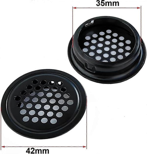【YD】10 stk. sorte ventilationsgitre 35 mm runde ventilationsgitre, ventilationsgitre til skoskabe
