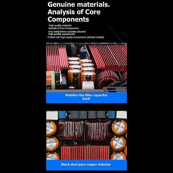 4x2000W 1U Digital effektforsterker 4-kanals effektforsterker stereolydsystem Pro Audio Klasse D-forsterkerplugg Black