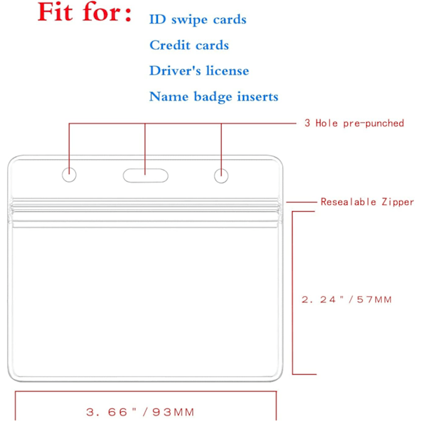 Förseglingsbar vattentät genomskinlig plastnamnskylt ID-korthållare 50 st