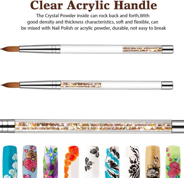[YD](Gold) 5-pack Acrylic Nail Brushes Different Sizes Round Acrylic
