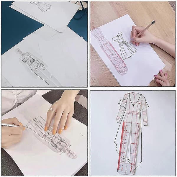 【YD】4 stk/sett Premium motedesignlinjaler i plast for sying og lappeteknikk
