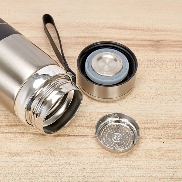Stainless steel thermos, with strainer insert, thermos for tea