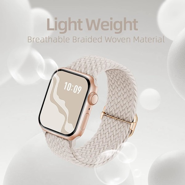 Flätad Stretchy Solo Loop kompatibel för Apple Watch Band 4pcs 3 38/40/41mm