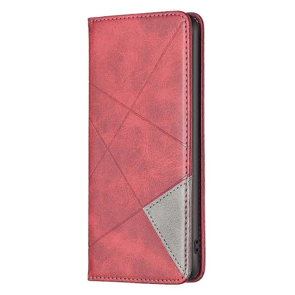 (Ny) För Nothing Phone 1 Prismatic Invisible Magnetic Läderfodral Red