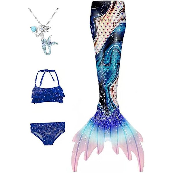 Jenter Mermaid Tail Badedrakt Kostyme Prinsesse Bikini Badedrakt Sett E406 11-12 Years